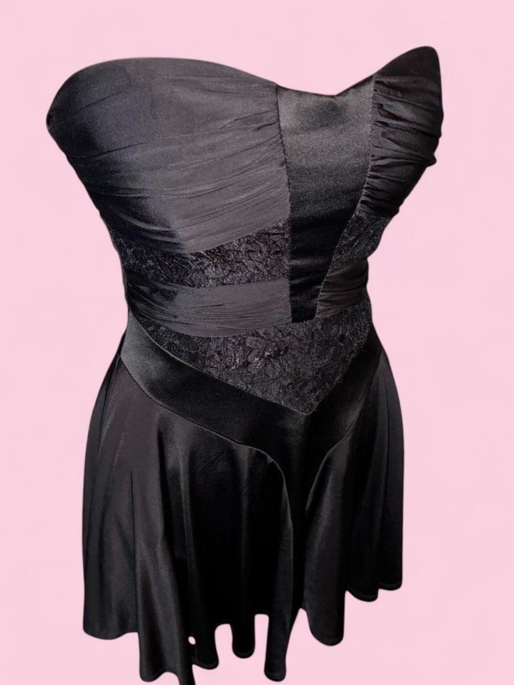 XOXO Black Women's Skater Dress with Lace overlays - Picture 6 of 9